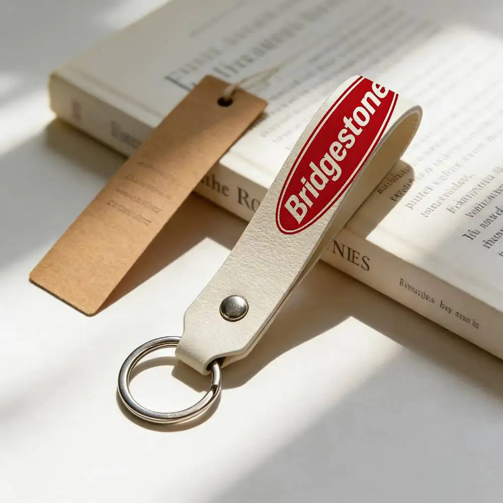 

For Logo Bridgestone Soft PU Leather Motorcycle Keychain Lightweight Key Holder For Scooter Racing