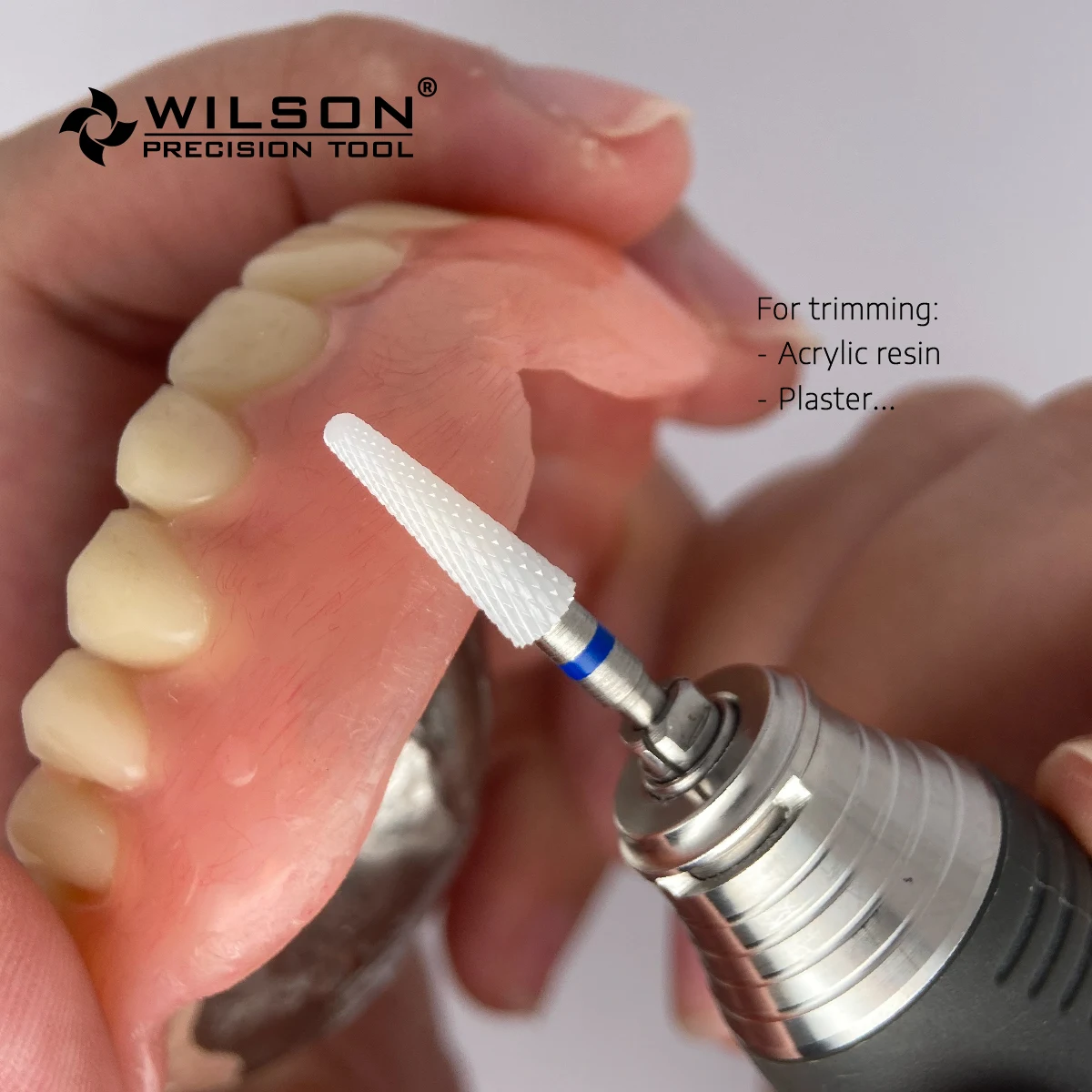 WILSON PRECISION TOOL Conical Shape 4.5mm - Cross Cut - White Ceramic - (6400305-6400605) - Zirconia Ceramic Burs