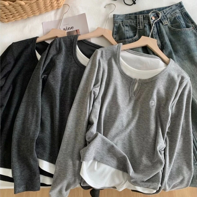 New Women's Long Sleeve T-Shirt Autumn Winter Fashion Slim Fit Versatile Base Layer Top with Pleated Design image 5