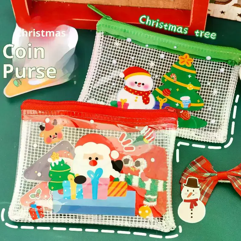 2 قطعة المحمولة مقاوم للماء حقيبة تخزين عيد الميلاد الصغيرة الكرتون البلاستيكية محفظة نسائية للعملات المعدنية الحقيبة لطيف محفظة مفتاح سماعة المنظم الهدايا #1