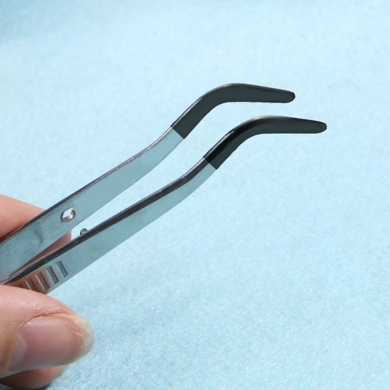 Stainless Steel Tweezers with Rubber Tipped Set of 2 Straight Flat Bent Tip Twee Dropship