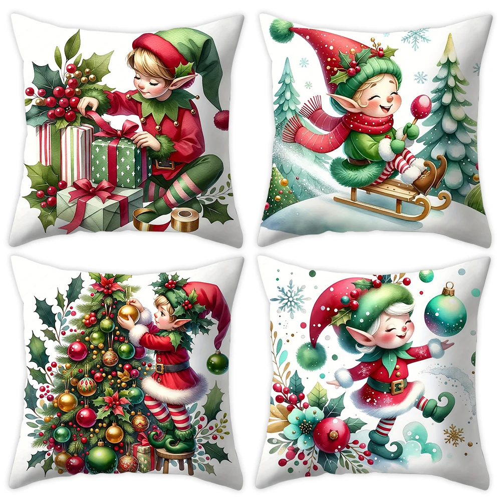 Christmas Elf Pillow Cover Christmas Green Elf Decorations Christmas Home Indoor Outdoor Party Favor Decoration