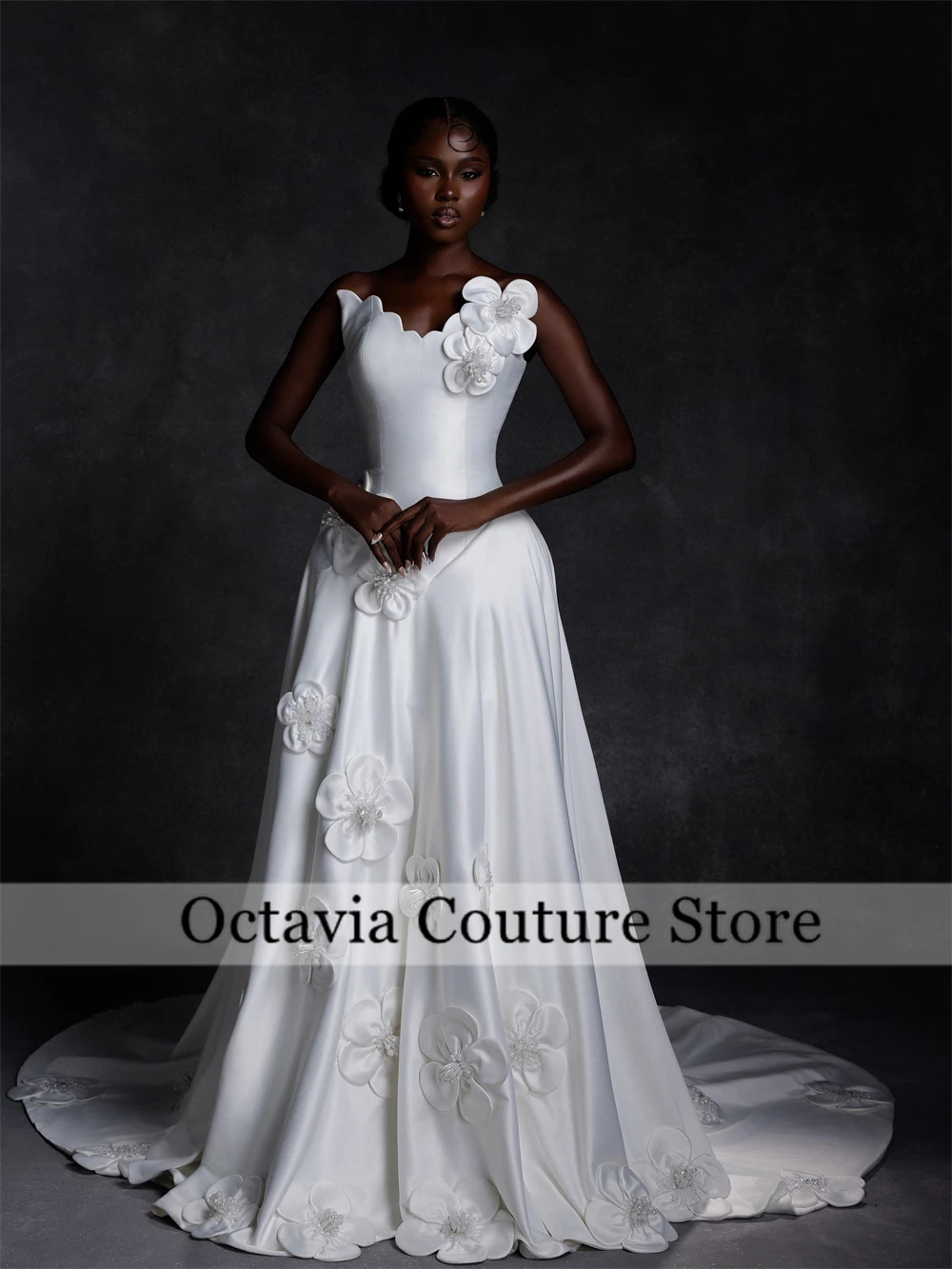 Customized Exquisite Flower Wedding Gown Charming A-line Wedding dress Sleeveless High-low Bridal Dresses Vestidos De Noiva