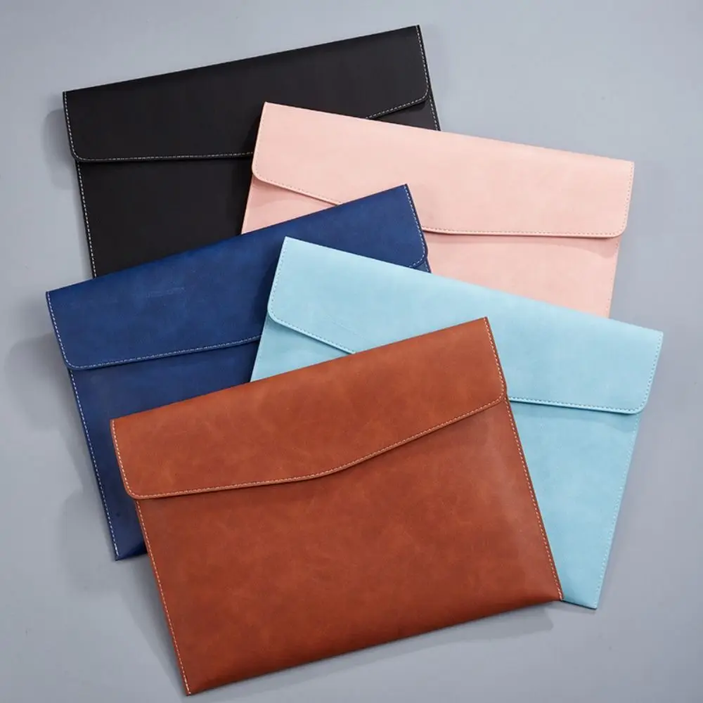 

A4 Handheld File Storage Bag Large Capacity PU Leather Business Briefcase Exquisite with Magnetic Buckle Handheld Laptop Bag