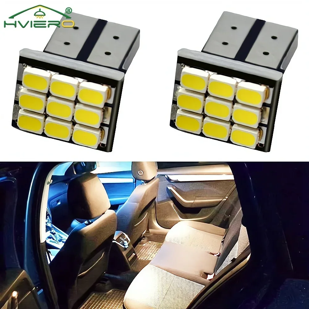 

2X White DC 12v T10 194 1206 9Smd 3020 Circuit Pins Auto Indicator Light Wide Led License Tail Plate Board Reading Lamp for Home