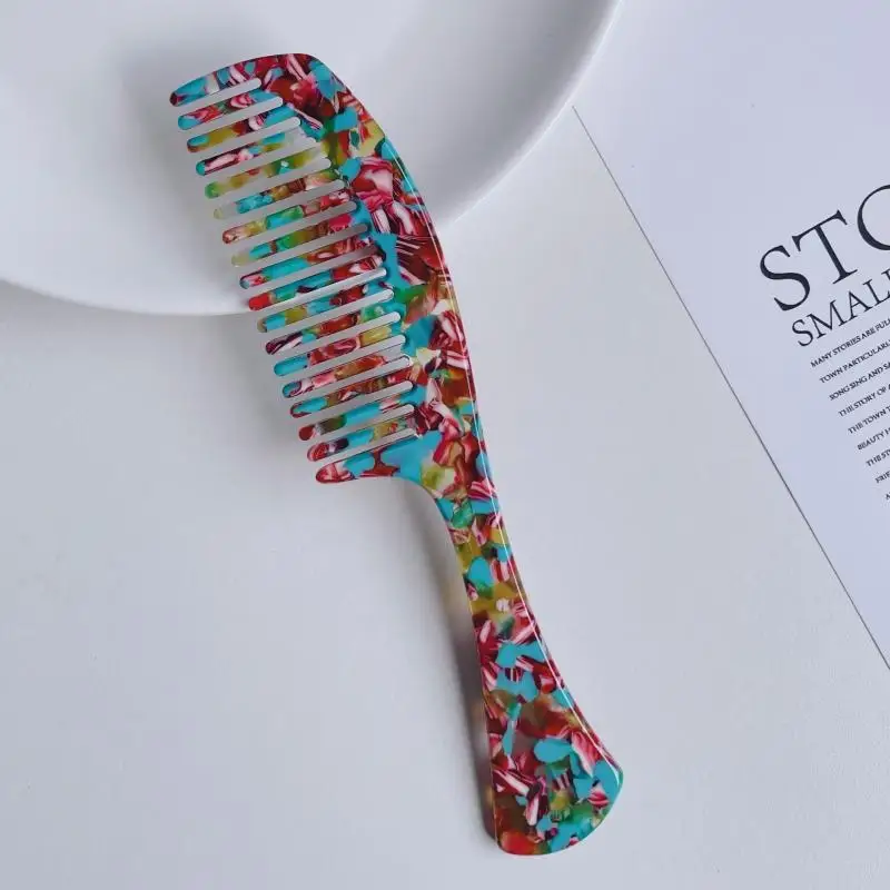 Acetic acid board hairdressing comb Simple retro marble pattern hair comb Barber comb Women's comb