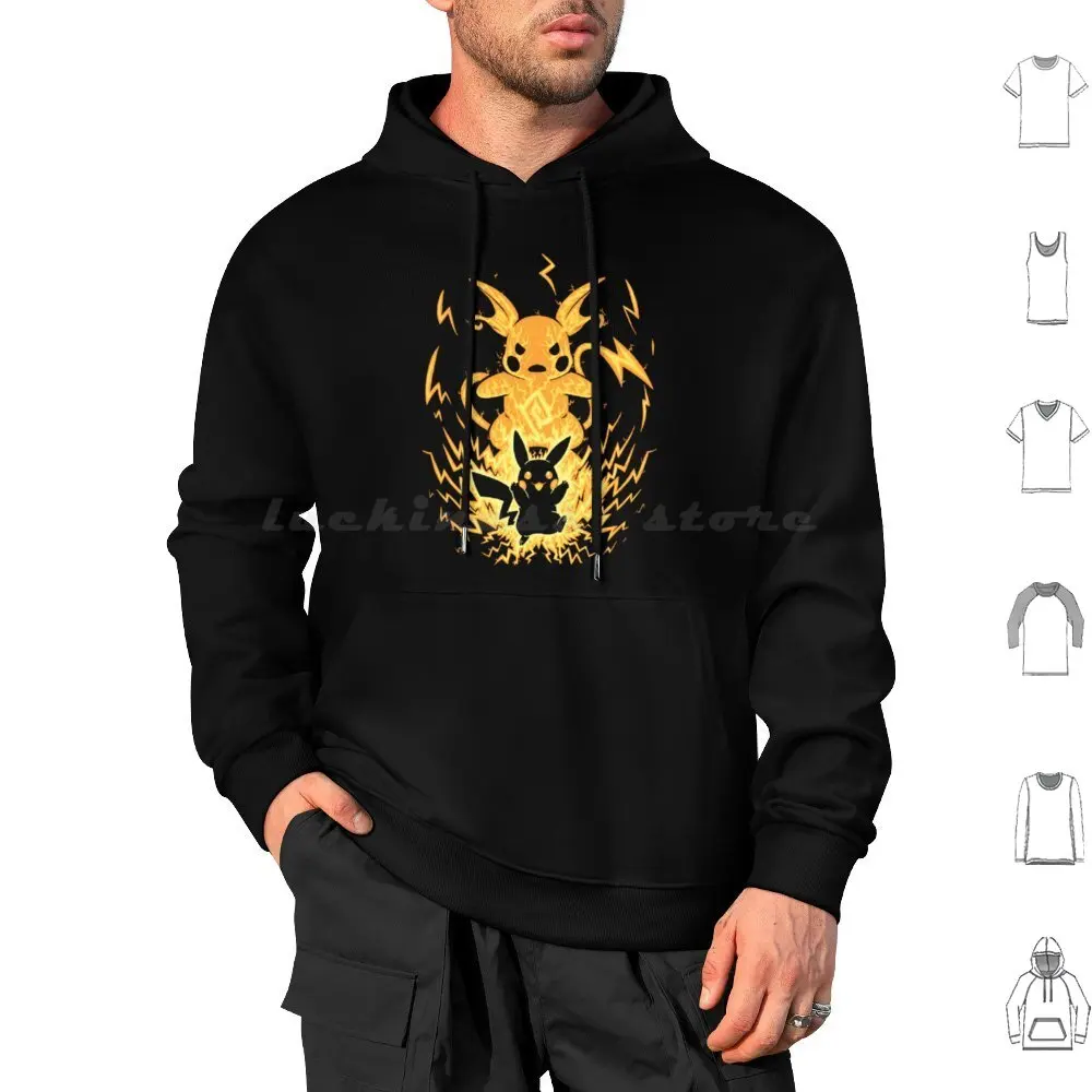 Silhouette : Electric Mouse Evolution Hoodies Long Sleeve Silhouette Evolution Electric Pókèmón P ? K ? Chü G ? Meboy N