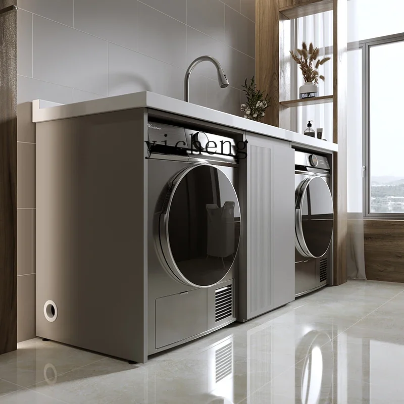 Ys-8 Stainless Steel Drum Double Washing Machine Cabinet Dryer Laundry Cabinet Balcony Cabinet Combination