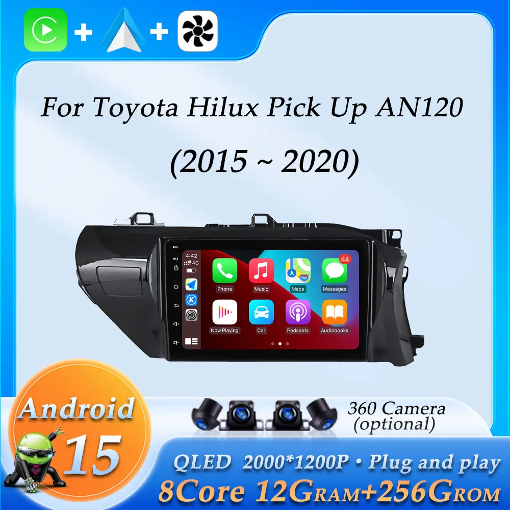 

Car Radio Video Audio Multimedia Player for Toyota Hilux Pick Up AN120 2015 - 2020 Right Hand Drive Wireless CarPlay DSP Stereo
