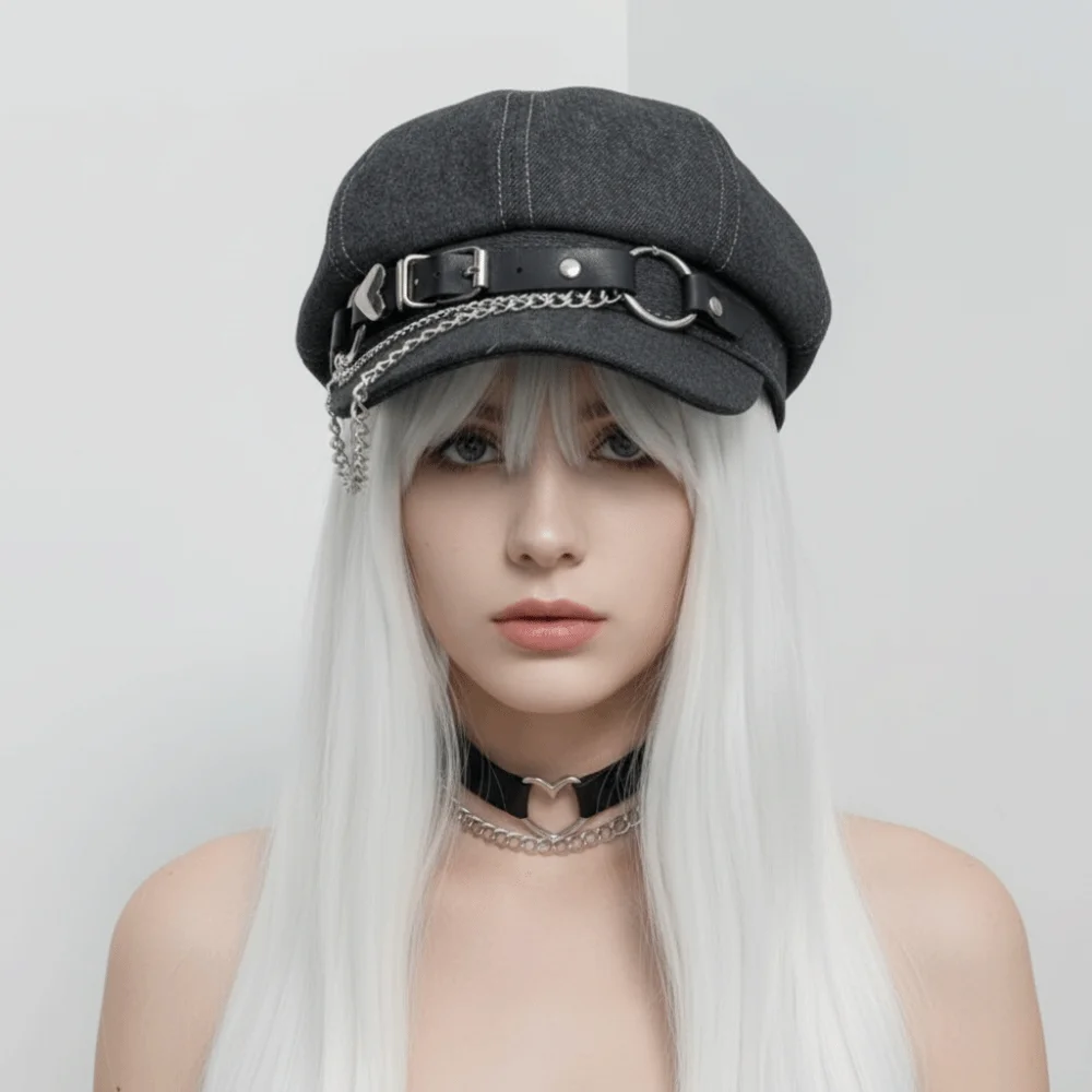 

Трендовый восьмиугольный берет в стиле Харадзюку, шикарная уличная одежда в стиле гранж, аксессуары, готическая шляпа Лолиты, повседневная одежда, кепка в стиле панк, субкультура в стиле панк