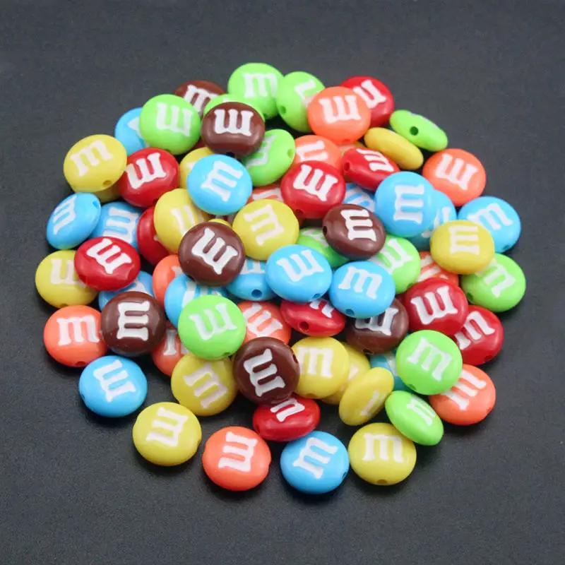 20pcs Flat Round M Beans Acrylic Beads Handmade Loose Spacer Beads For Clothing Crafts DIY Jewelry Making Bracelet Accessories