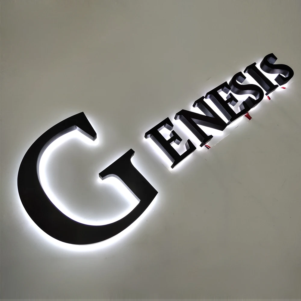 

3d silver golden face led Acrylic halo lit shop letter sign