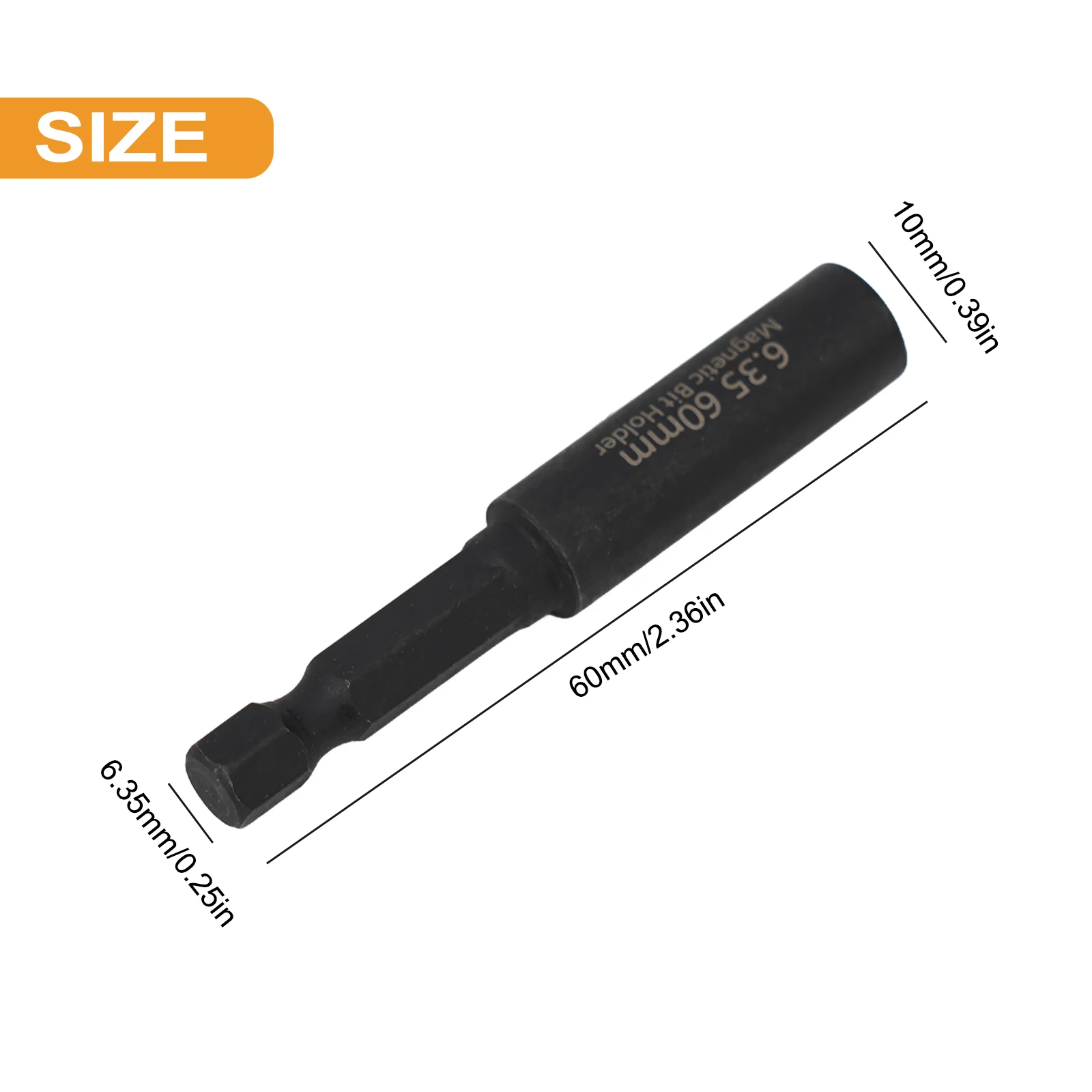 5/2PCS 60mm Hexagonal Screwdriver With Extended Conversion Head And Phosphating Black 1/4 Extension Rod Screwdriver Bit Holder