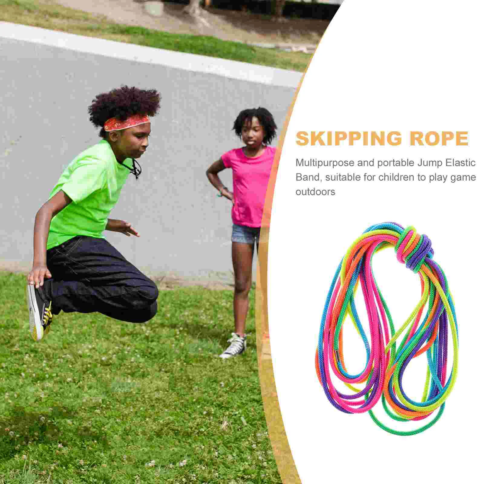 1 Set 7M Colorful Elastic Chinese Jump Rope for Kids Outdoor Game Toy High Elasticity Rubber Bands Multipurpose