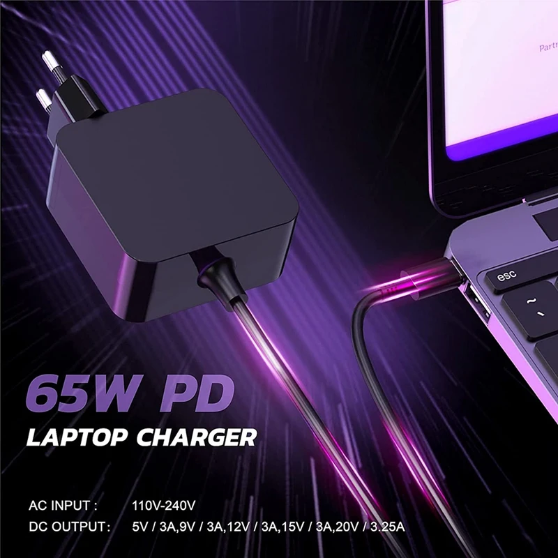 레노버, 맥북 프로, 에어용, 노트북 C타입 PD 전원 공급 장치, EU 플러그, 100W USB C 전원 공급 장치 AC 어댑터