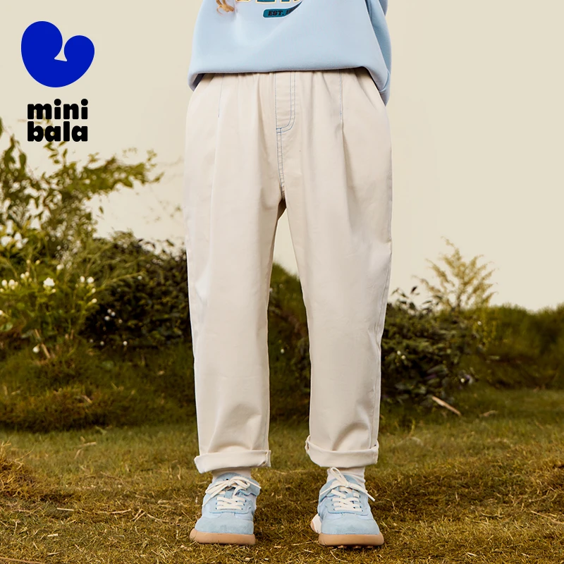 

Mini Balabala Kids Pants 2025 New Autumn Cotton Stretch Comfortable Tapered Trousers