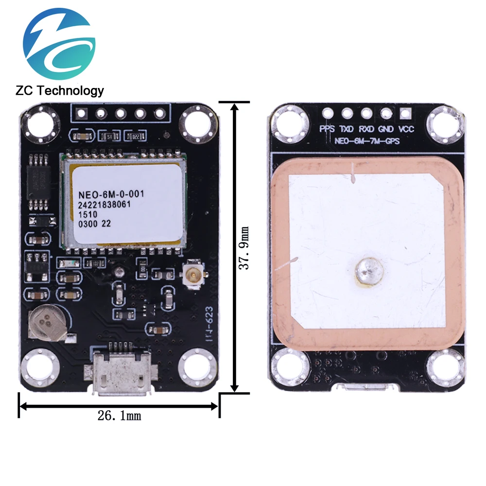 Imagem -06 - Micro Usb Neo6mv2 Gps Módulo de Posicionamento por Satélite Placa Desenvolvimento Neo6m 6m para Arduino Stm32 C51 51 Mcu Microcontrolador