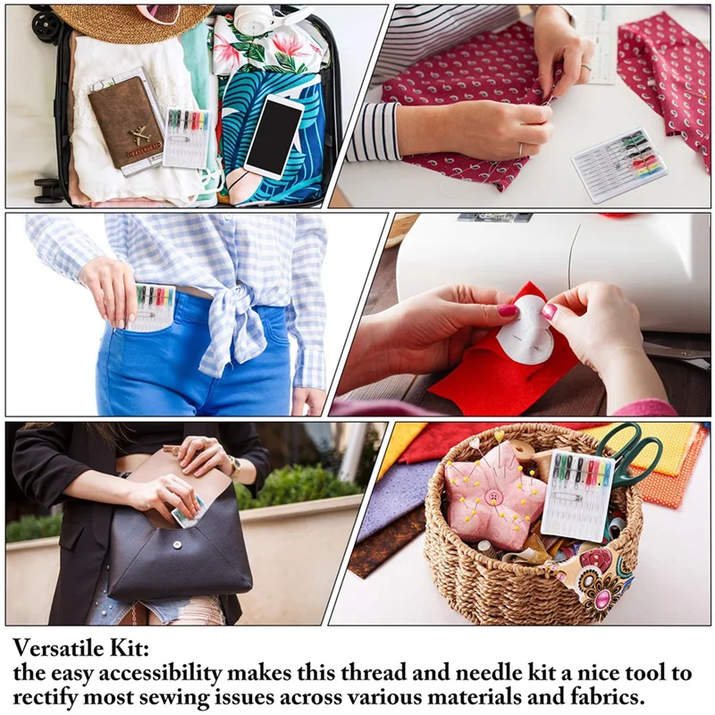 

A26F-60 Boxes Quick Fix Sewing Kit Pre Threaded Needle Kit Personal Needle And Thread Kit Mending Kit Sewing Travel Kit
