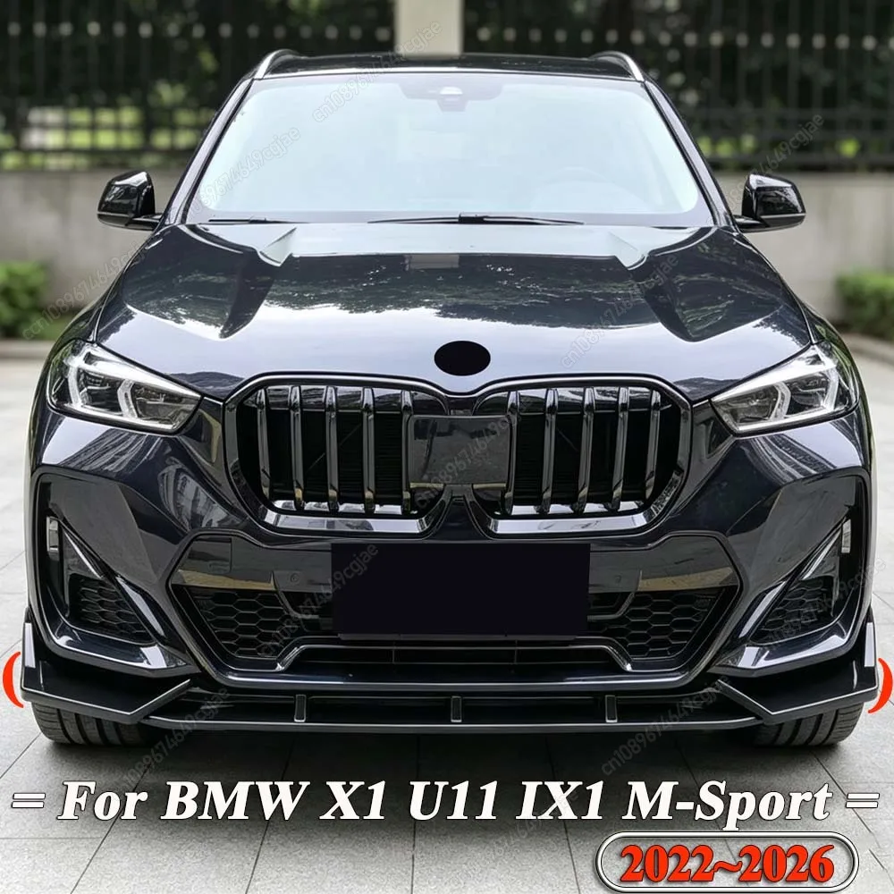 Auto Frontstoßstangen-Spoilerlippe Diffusor Splitter MP Style Glanzschwarz ABS Bodykits für BMW X1 U11 IX1 M Sport 2022 bis 2026 Tuning