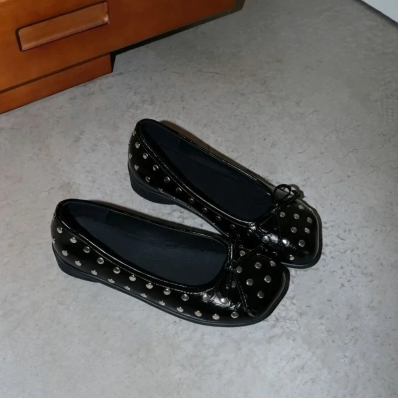 Rivet Damen Statement-Schleife Slip-On Ballettschuhe mit Erhöhung Mary Jane Einzelschuhe