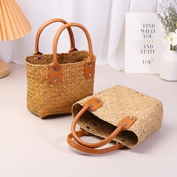 Outdoors Handmade Basket with Handle Camping Picnic Basket for Wine Flower Shopping Storage Hamper Kitchen Organizer Home Decor