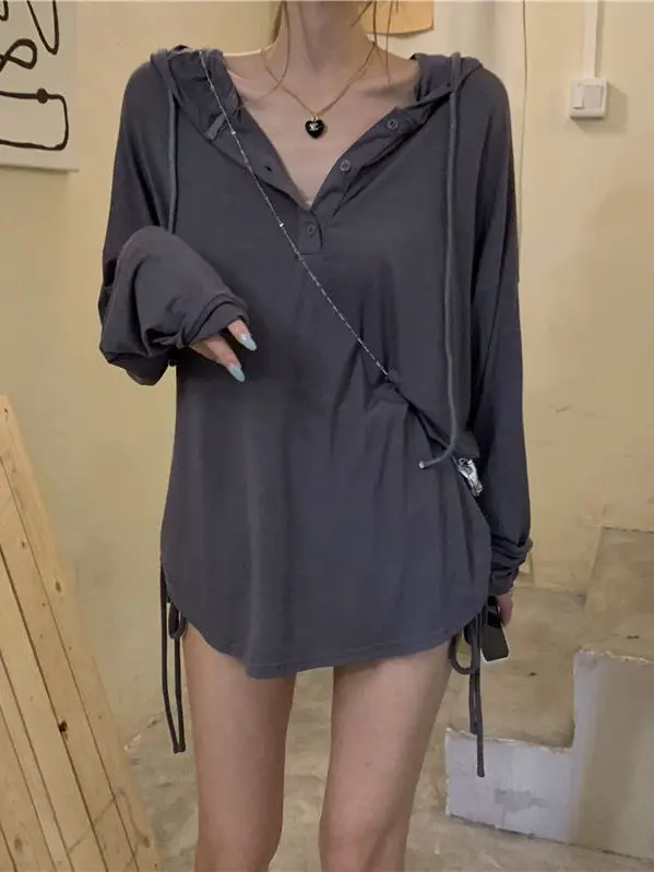 

Женская осенняя универсальная футболка с длинным рукавом, свободного кроя, с защитой от солнца, больших размеров (до 300 фунтов), базовый слой, антивозрастной эффект