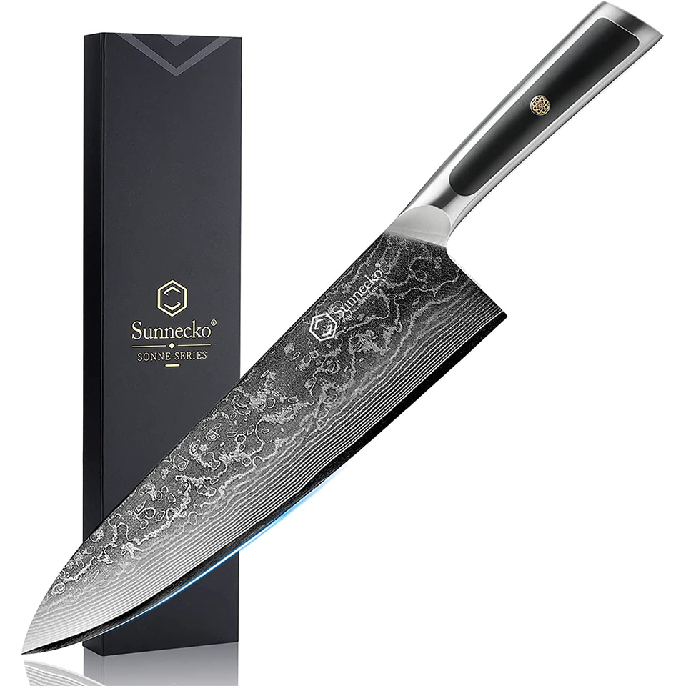  Sunnecko Damascus Chef's Knife 8" Inch Japanese Kitchen Knife Ultra Sharp High Carbon VG10 Steel Meat Cutting Knife Gyuto Cutter 