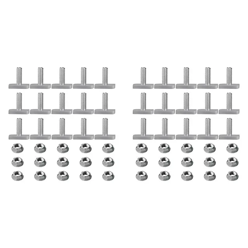 A93E-30Pcs T Slot Bolt Replacement,M8 X 20 Screws, A2-70 Rail Track Screws Track Nuts With 15 Flange Nut