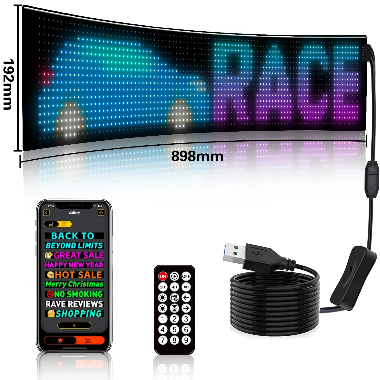 LED Flexible Display APP Bluetooth Car-mounted Advertising Screen Full-color Smart Car Sticker