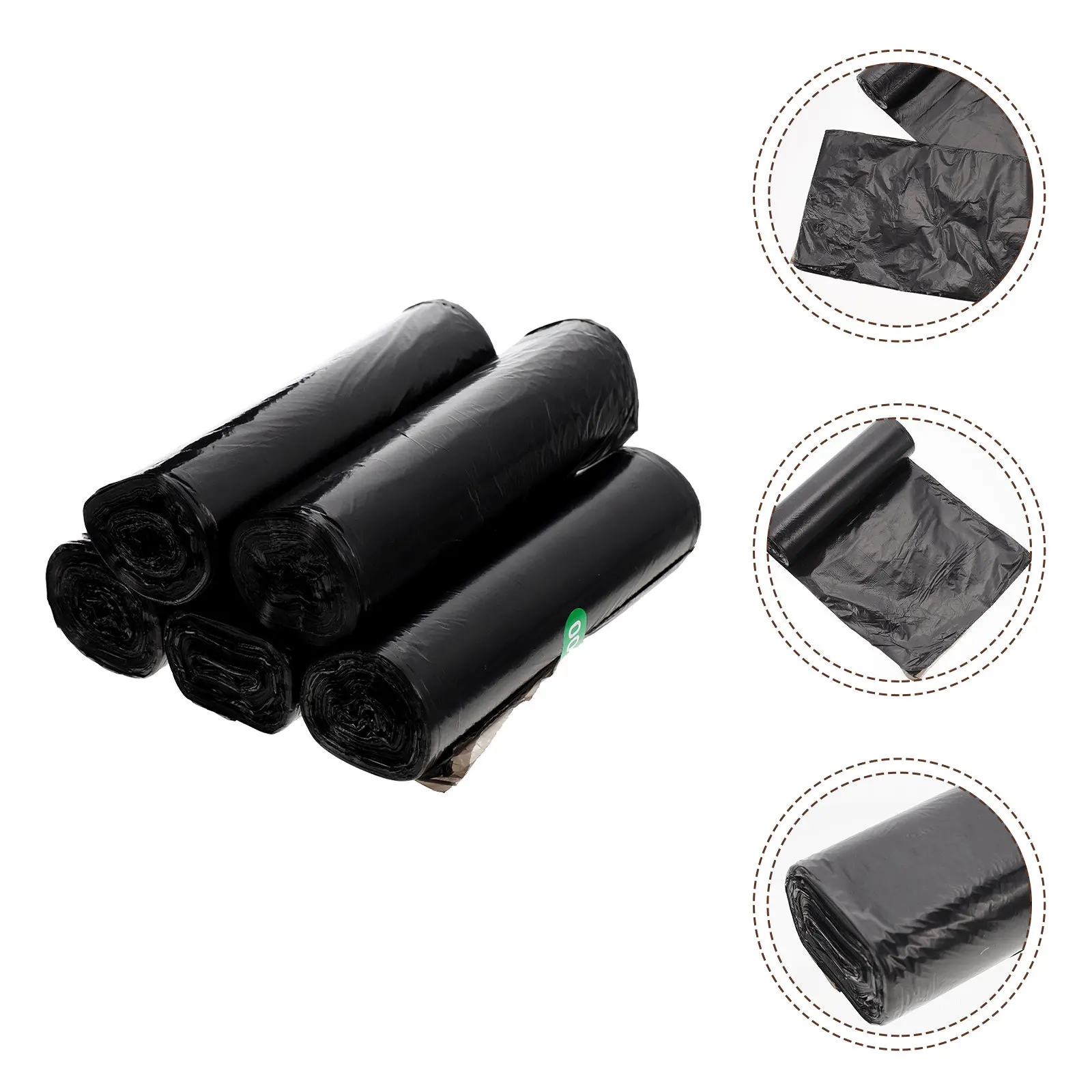 5 Rolls Black Garbage Bags Heavy Duty Pe Material Odorless Sturdy Rubbish Bags for Kitchen Restaurant Bedroom Living Room Easy
