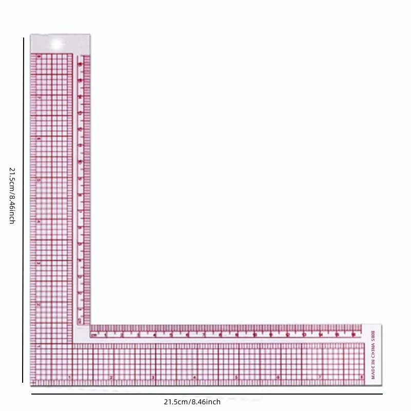 Righello per cucire a forma di L utilizzato per la progettazione di modelli, righello per stilista in plastica trasparente forniture per la misurazione del disegno