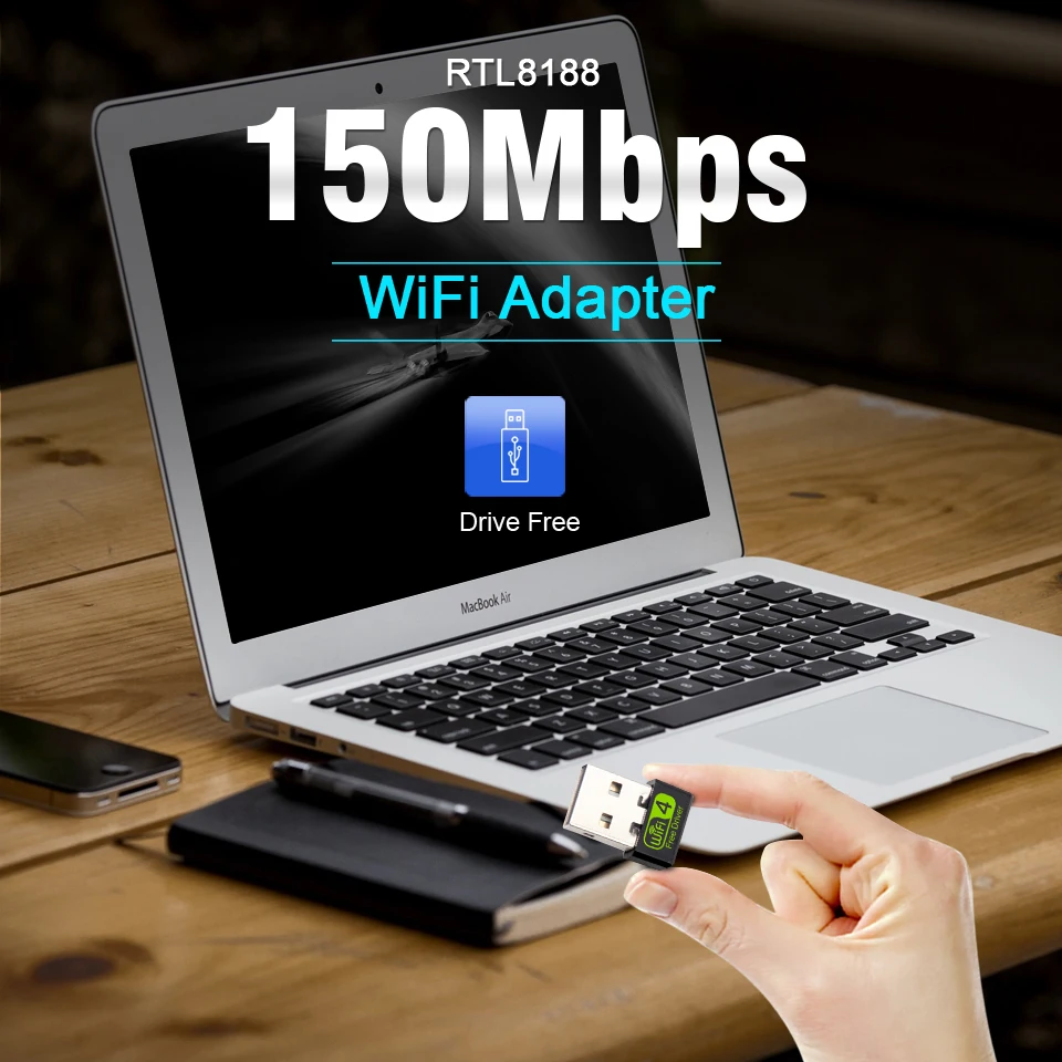 150Mbps WiFi Adapter USB Wifi Antenna Free Driver Wi Fi Dongle External Network Card Ethernet Wireless Wi-Fi Receiver for PC