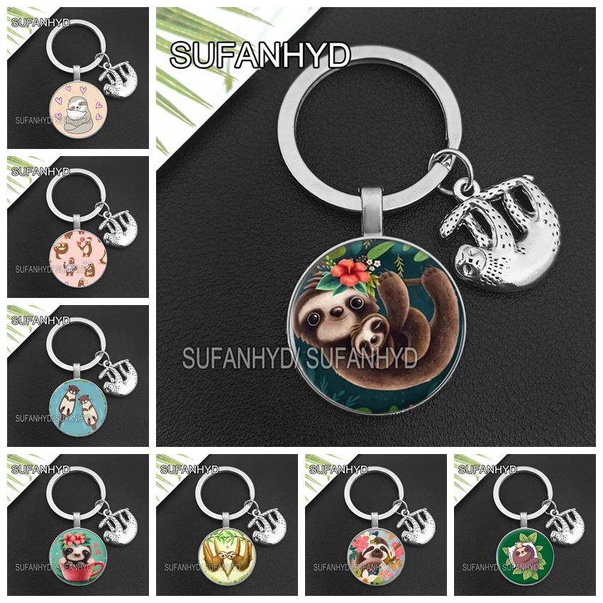 Cute Sloth Keychains House Lovely Animal Keyring for Women Men Gift for Friendship Pendant Jewelry