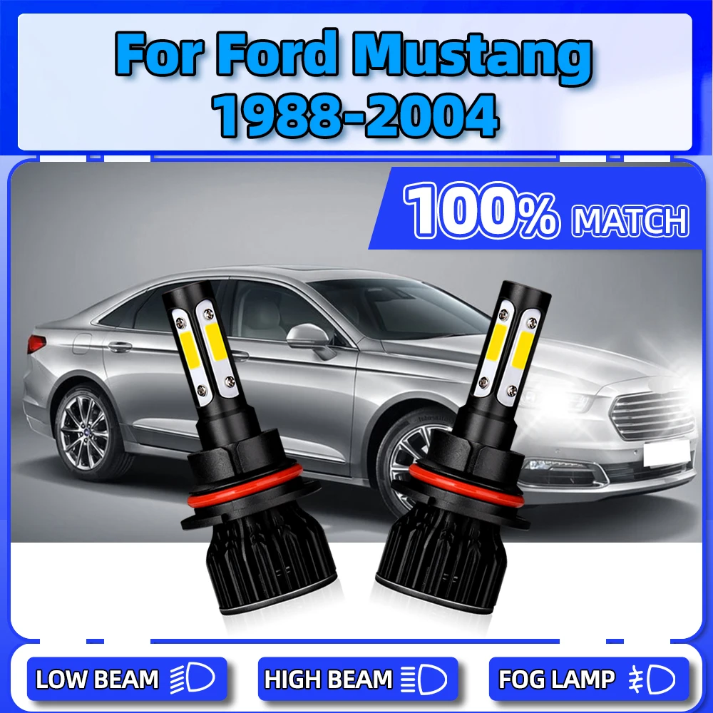 2Pcs LED Headlight 6000K Car Lamps 120W 9007 HB5 Auto Lights For Ford Mustang 1988-1996 1997 1998 1999 2000 2001 2002 2003 2004