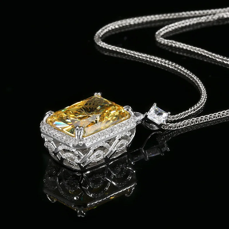 Stunning Yellow Cushion Cut Adjustable Rings Necklaces Exquisite Fashion Simplicity Jewelry for Women Korean Style Luxury Pretty