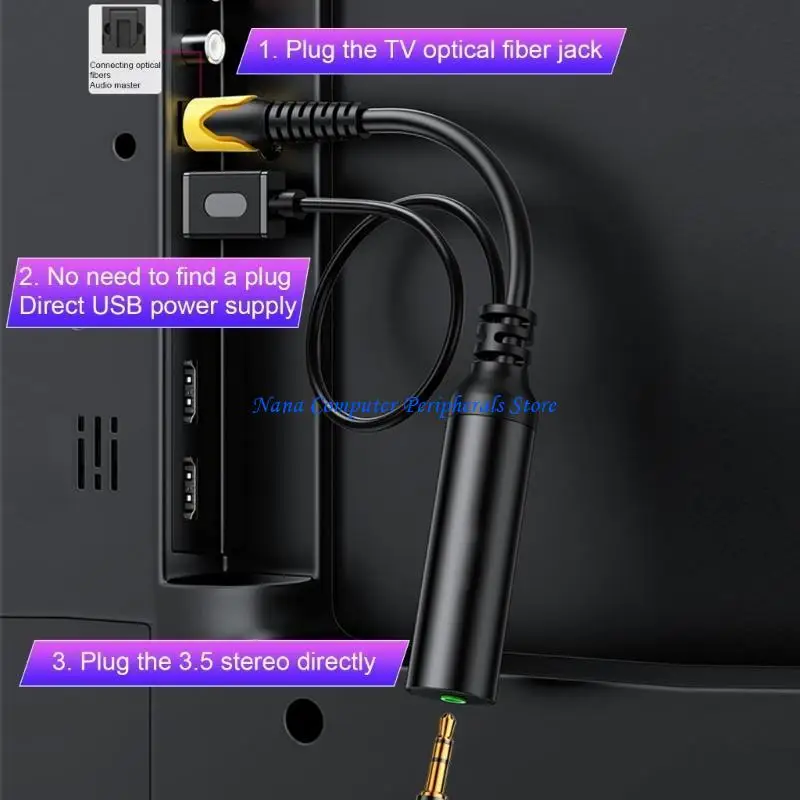 F68C USB Optical Cable Sound Converter Cable SPDIF Digital to Analog 3.5mm Sound