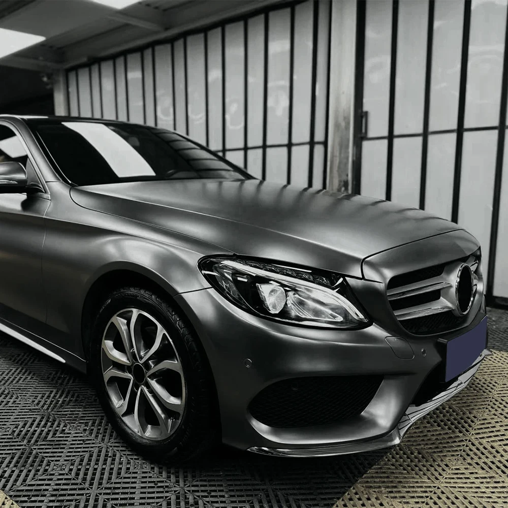 Matte Metallic Charcoal Grey Car Sticker Bubble Free Wrap Vinyl Film PET Auto Body Self Adhesive Sticker Car Accessories