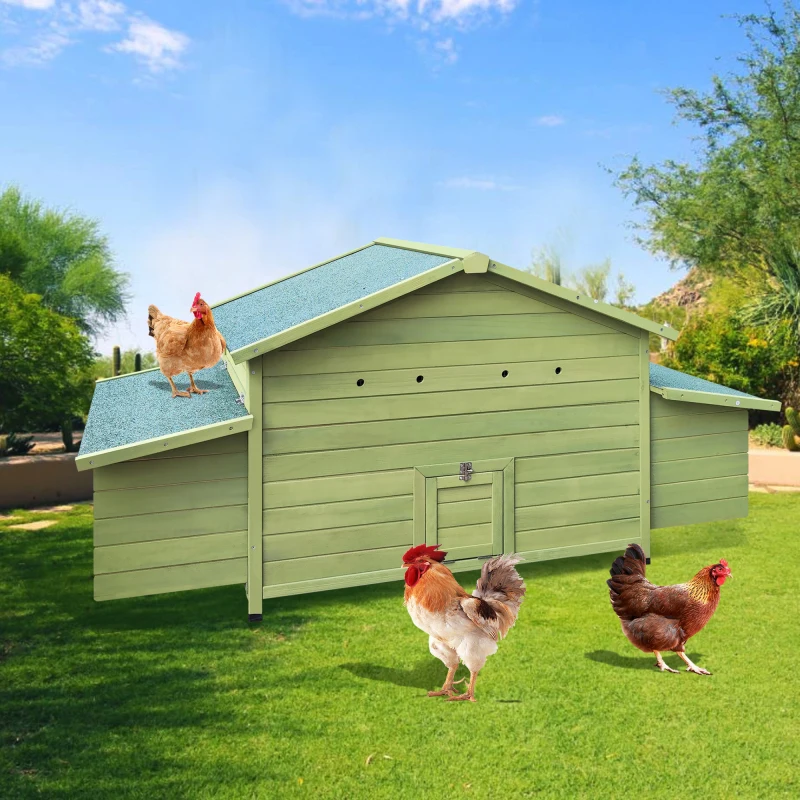 

Wooden Chicken Coop Outdoor Hen House Poultry Cage with 2 Sides Large Nesting Boxes,2 Free-range Doors