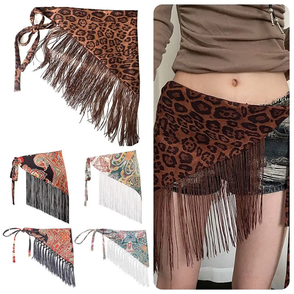 

Ethnic Triangular Waistband Tassel Millennial Spice Girl Style Floral Triangular Belt Retro Style Exquisite