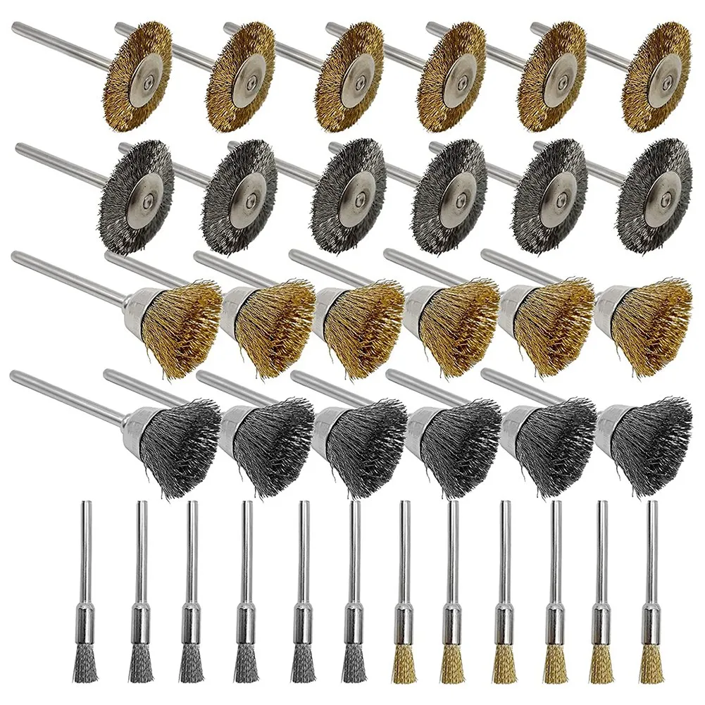 Wire Brush Set 36 Pieces/Set, Brass and Wire Brush Set, Rotating Tool Accessories for Polishing and Cleaning Tools