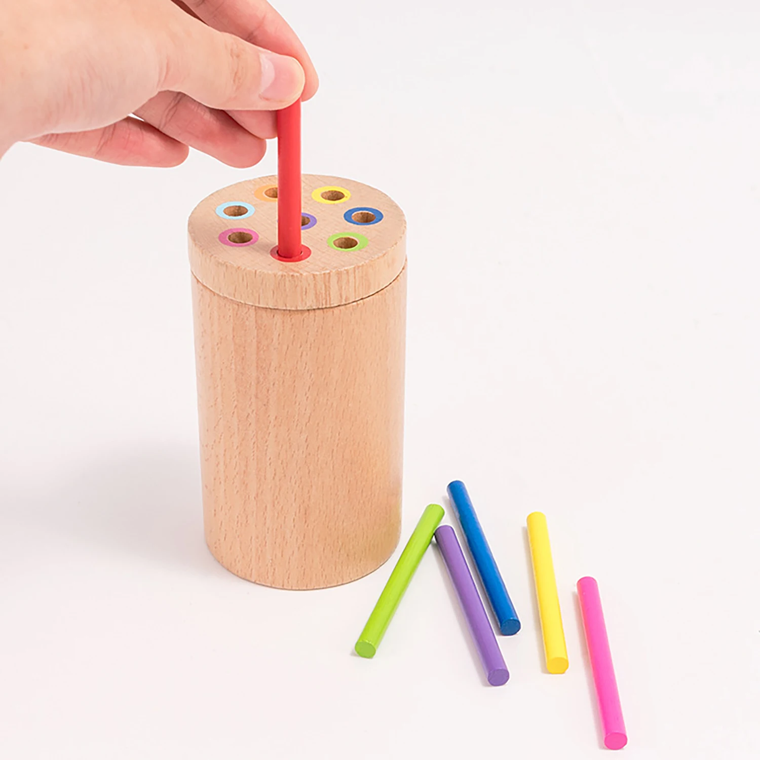 

Color classification of children's wooden sticks, colorful parent-child interactive mathematics Montessori wooden toys