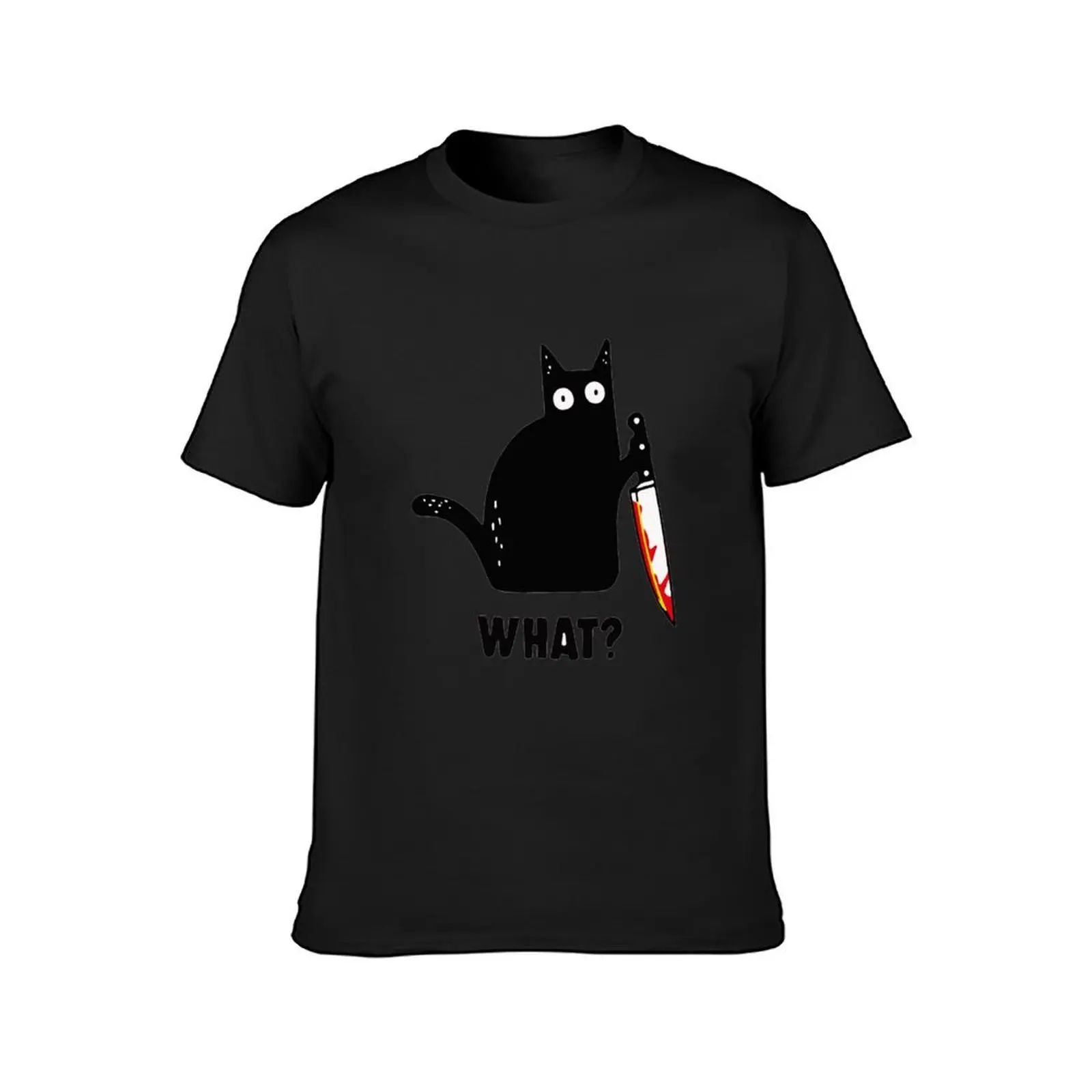 Cat with knife mem. T-Shirt Blouse shirts graphic tees kawaii clothes heavyweight t shirts for men