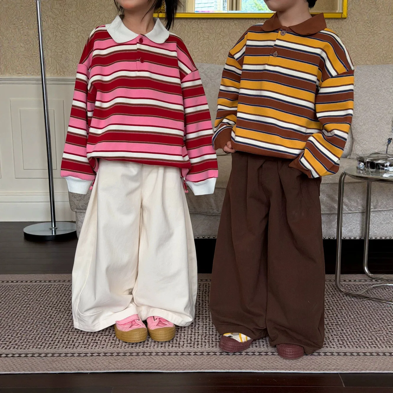 Children's Pants 2026 Autumn Boys and Girls Korean Solid Casual Straight Leg Pants Children's Versatile Loose Pants
