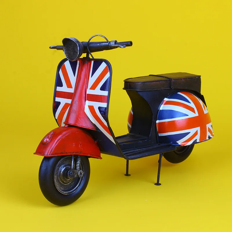 

Vintage iron classic car model British flag version pedal motorcycle metal crafts home furnishings