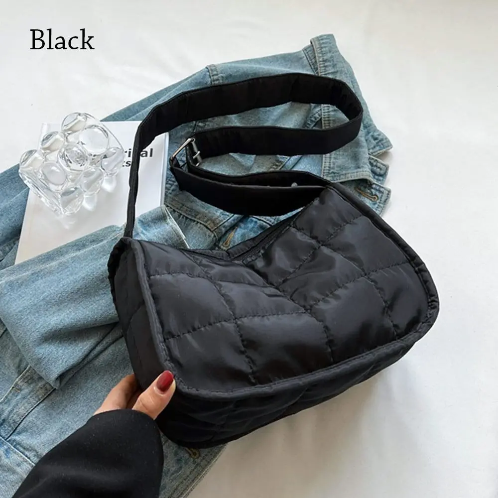 Ladies Casual Bag Cotton-Padded Bags Quilted Handbags Solid Color Shoulder Bags Women Lightweight Underarm Bags