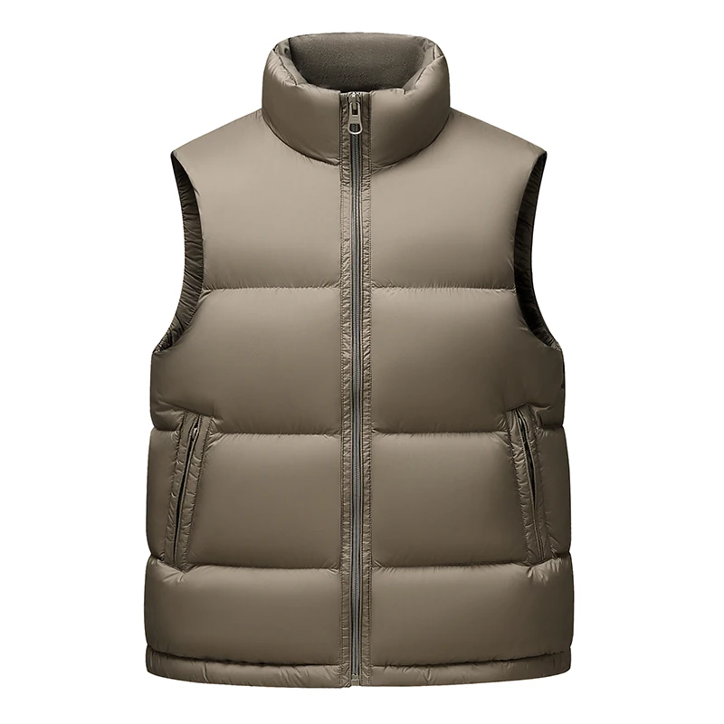 

Мужской пуховый жилет Thiened, новая модель, высокая плотность наполнителя, воротник-стойка, теплый, большие размеры, стильный городской дизайн, белый, из натурального пуха