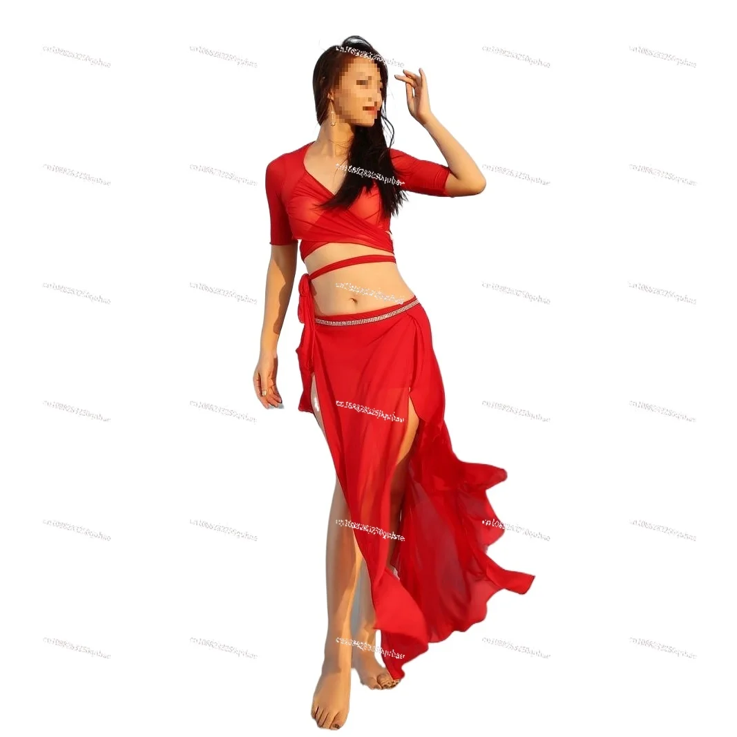 

Belly dance clothing women's winter new suit group uniform petal long skirt performance uniform training class uniform