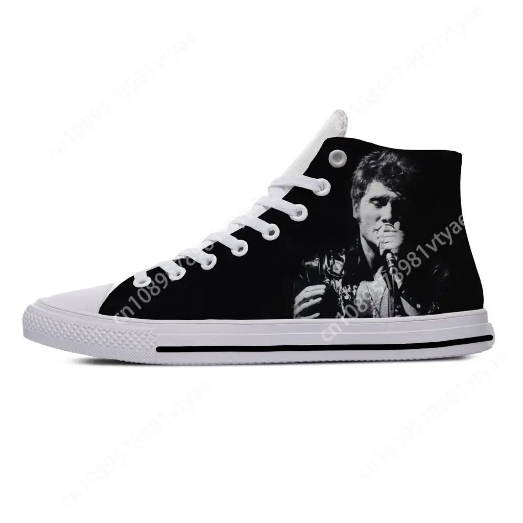 Johnny Hallyday Rock Music Singer Fashion Popular Casual Cloth Shoes High Top Lightweight Breathable 3D Print Men Women Sneakers