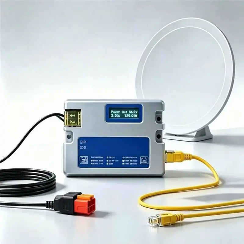 [NEW!A25P】 For Starlink 10Gbe Industrial POE Injector With OLED Display 48-57V Input DC 10KV Lightning Surge Protection