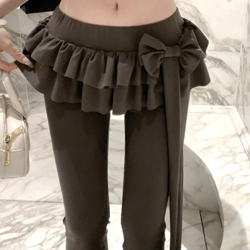 Japońskie spodnie w stylu ciastka dla dziewczyn, modne damskie spodnie Y2K, seksowne, dopasowane, lekko rozszerzane, z szerokimi nogawkami, uniwersalne, miękkie.